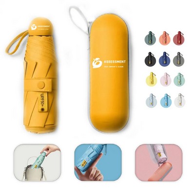 Mini Windproof Sun & Rain Pocket Umbrella With Case