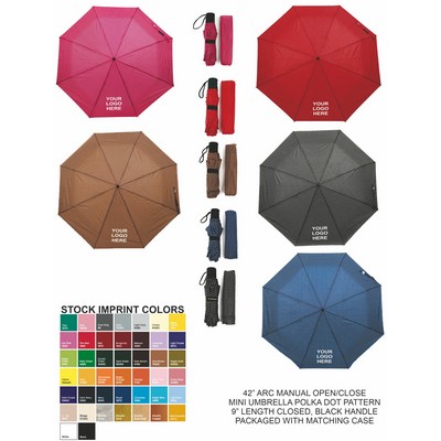 42"Arc Polka dot pattern mini umbrella 1/12/2026 OUT OF STOCK